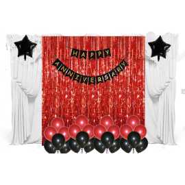 Red And Black Anniversary Home Decor Theme Balloons Set