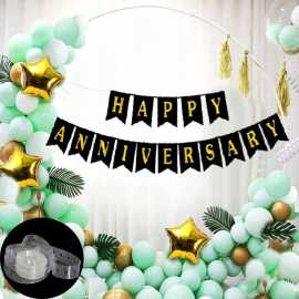Happy Anniversary Green Home Decor Theme Balloons Set