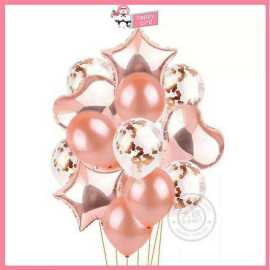 14 PCS Set Foil Confetti Latex Balloons Set For Birthday Party