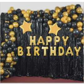 Happy Birthday Black & Golden Theme Balloons PacK