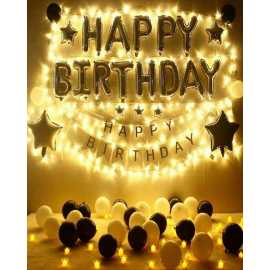 Happy Birthday Grand Decoration Theme Balloons With Fairy Lights Set