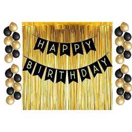 32 PCS Happy Birthday Golden Foil Metallic Balloons Set
