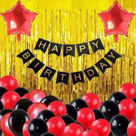 Happy Birthday Theme Decoration Card & Foil Curtain Balloons Set