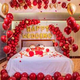 Happy Wedding Room Decor Red Theme Balloons Set