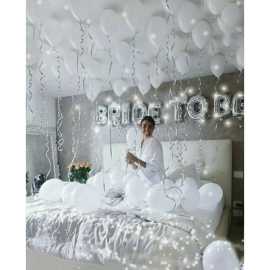 Bride To Be Foil Silver With White Theme Balloons Set For Bridal Shower