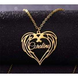 Beautiful Love Heart Golden Customized Name Necklace - FNP-005