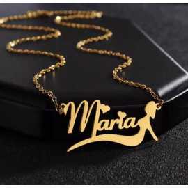 Beautiful Golden Customized Name Pendant Necklace - FNP-010