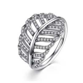 925 Sterling Silver Feather Leaf Beaded Bracelet For Women - SJRI-016