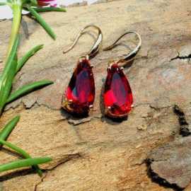 1 Pair Red Zirconia Pendora Hanging Earring - FEA-153