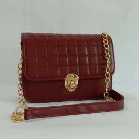 Crossbody With Chain Bag For Women-Maroon