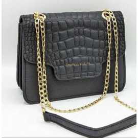 Crocodile Chain with Strap Cross Body Bag Color-Black