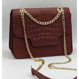 Crocodile Chain with Strap Cross Body Bag Color- Maroon