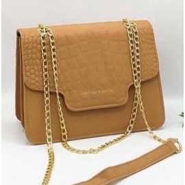 Crocodile Chain with Strap Cross Body Bag Color- Mustard