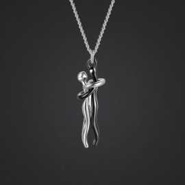 Black Hug Me Couple Pendant For Men & Women (FCP-009-GS)