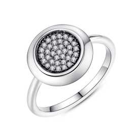 Real 925 Sterling Silver Pave Round Cubic Zirconia Ring For Women - SJRI-002