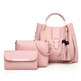 VINTAGE 3 IN 1 PIECE PINK HAND BAG