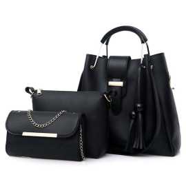 VINTAGE 3 IN 1 PIECE BLACK HANDBAG