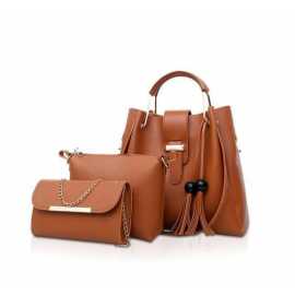 VINTAGE 3 IN 1 PIECE BROWN HANDBAG