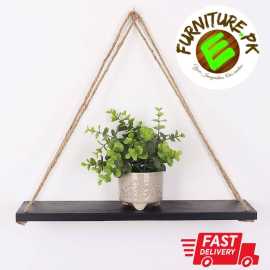 Wall Mount Rope Hanging Black Floating Rack Shelves