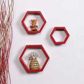 Awesome High Quality Deco Painted Wooden Hexagon Wall Shelf (Set Of 3)