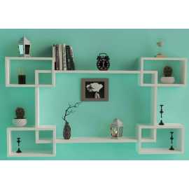 Fetching Deco Painted Wooden Intersecting Floating Wall Mount Shelf