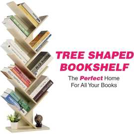 9-Shelf Diy Tree Shaped Floor Standing Bookcase, Storage Rack