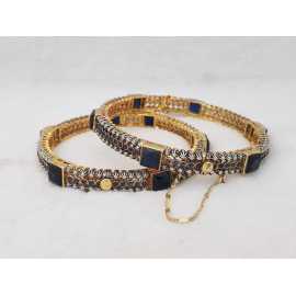 Gold Plated Black Kundan Kara's Pair