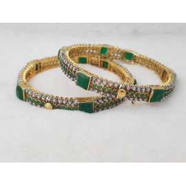 Gold Plated Green Kundan Kara's Pair