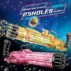 25 Holes Electric Bubble Machine blaster With Light for Kids