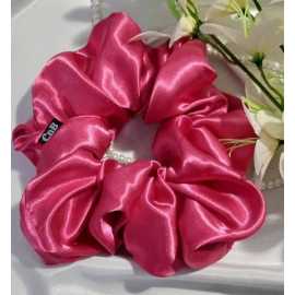 Silk Hair Scrunchies for girls Head bands Hair ties - Hot Pink