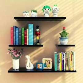 4 Pcs wall Mount White & Black Floating Shelves