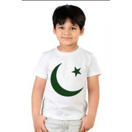 14 August White Chand Sitara T-Shirt For Kids