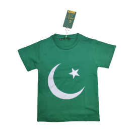 Independence Day Green Cotton 14 August T-Shirt For Kids
