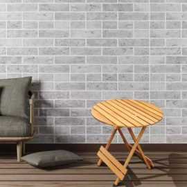 Solid beach wood round folding table