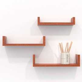 Toheed wood U Shaped Floating Wall Shelves - Set of 3