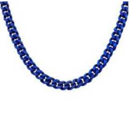 Trendy Stainless Steel Cuban Link Chain Blue