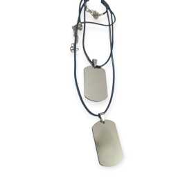 Classy Double Silver Army Box With Black Chain