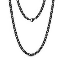 Classy Stainless Steel Cuban Link Chain Black And Blue