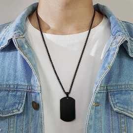 Black Stainless Steel Box Necklace For Men And Boys