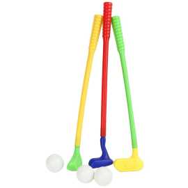 Junior Golf Toy Set: 3 Colourful Golf Sticks And 3 Balls Included
