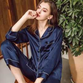 Blue Silk Night Suit For Ladies