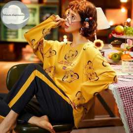 Yellow 520 Printed Design Night Suit For Ladies