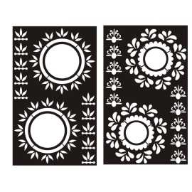 Multi Design Mehndi Stencil Stickers - 1 Pair