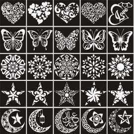 Multi Design Full Sheets Mehndi Stencils Stickers - 1 Set