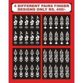 4 Different Pairs Mehandi Stencil Stickers