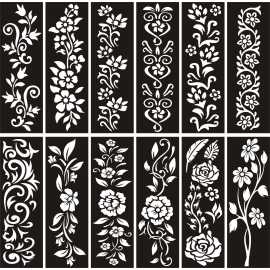 Different Designs Sheet Mehndi Stencil Stickers - 1 Set