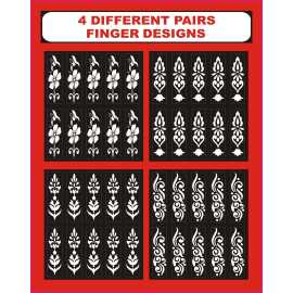 4 Different Finger Mehndi Stencils for Girls