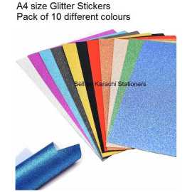 Multi Color Plain A4 Sparkling Metallic Sticker - Pack of 10