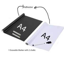 Pack of 2 A4 Dry Erase Whiteboard & Blackboard Sticker