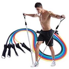 11 PCS Fitness Exercise Resistance Bands Set